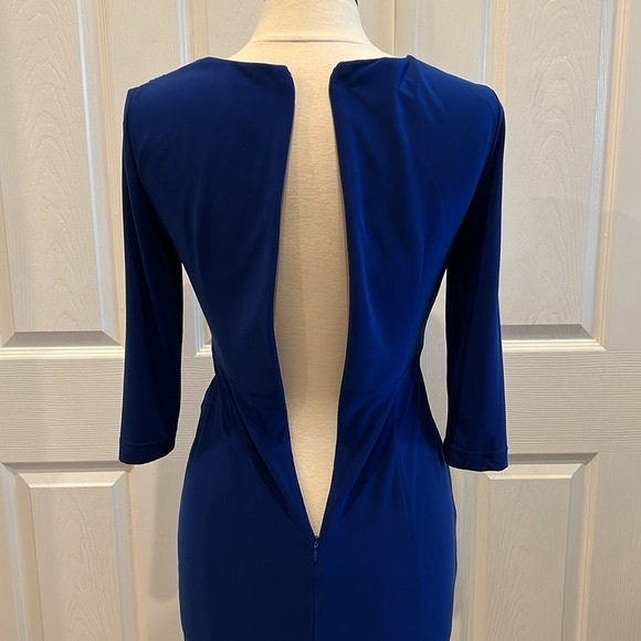 ADRIANNA PAPELL Royal Blue Twist Side Gathered Dress - Picture 7 of 13